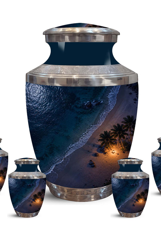 Night Beach & Ocean Memorial Urn – Peaceful Aluminum Cremation Urn