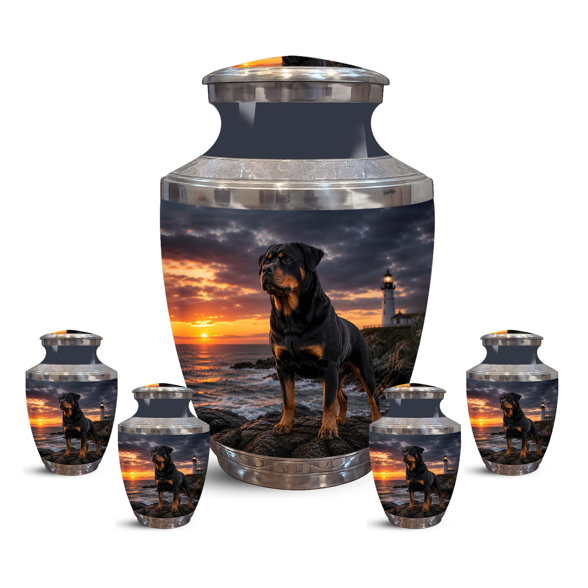 Personalized Rottweiler Dog Memorial Urn – Black Aluminum Urns For Pets