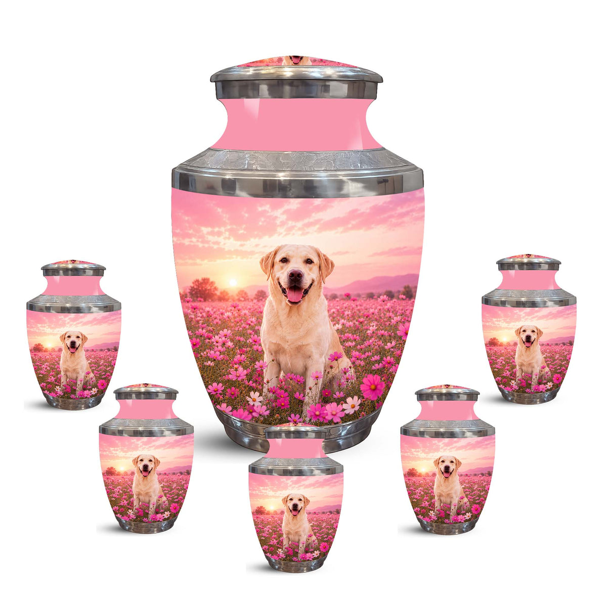 Personalized Golden Retriever Memorial Urn – Pink Keepsake Urns For Ashes