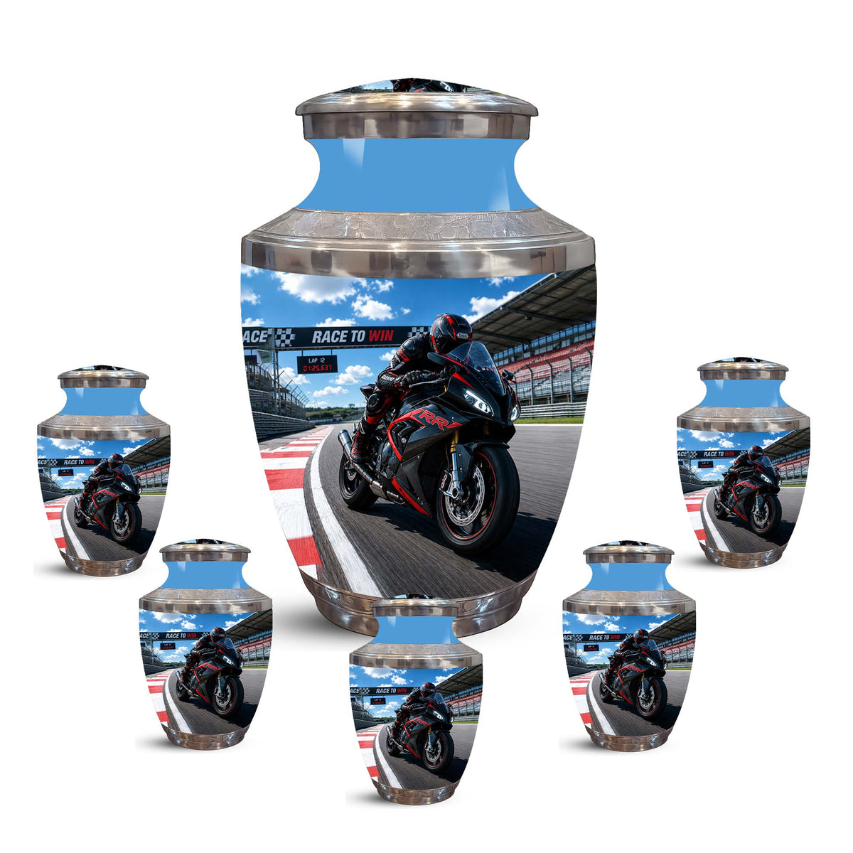 Sports Bike On Race Track Urn - Premium Urns For Motor Bike Lover's Ashes