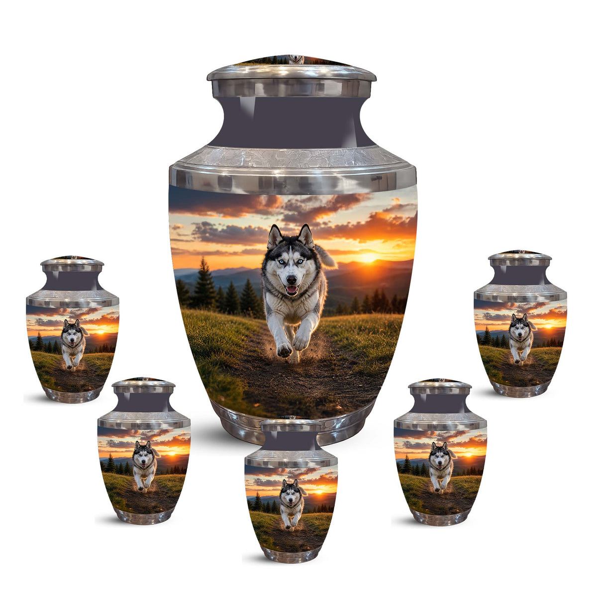 Siberian Husky Memorial Urn – Custom Aluminum Pet Cremation Ashes Urns