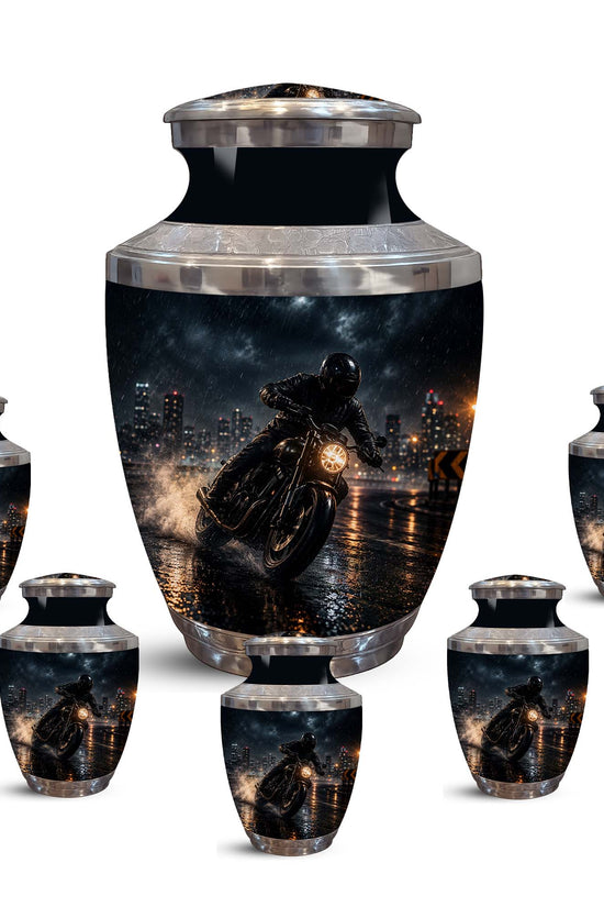Personalized Biker Cremation Urn – Motorcycle Rider Memorial Tribute