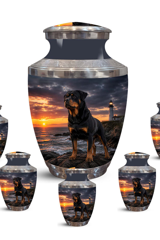 Personalized Rottweiler Dog Memorial Urn – Black Aluminum Urns For Pets