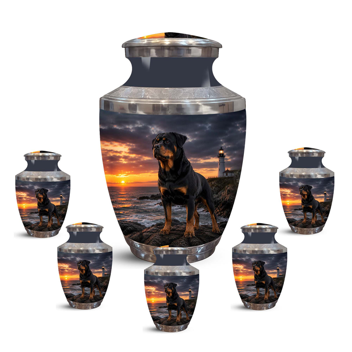 Personalized Rottweiler Dog Memorial Urn – Black Aluminum Urns For Pets
