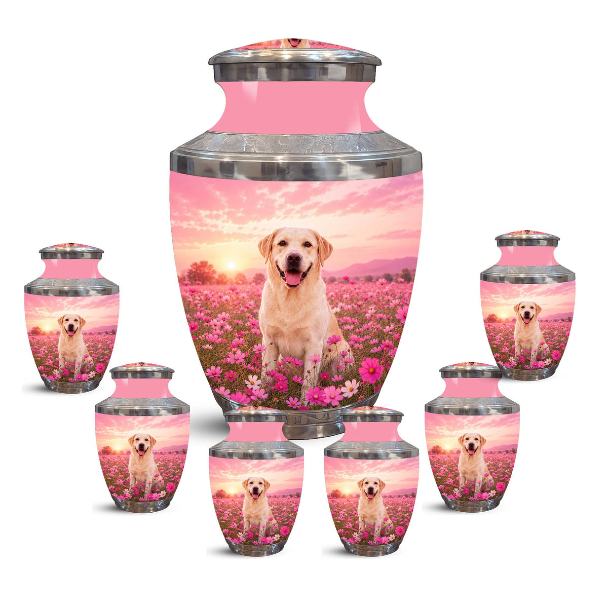 Personalized Golden Retriever Memorial Urn – Pink Keepsake Urns For Ashes