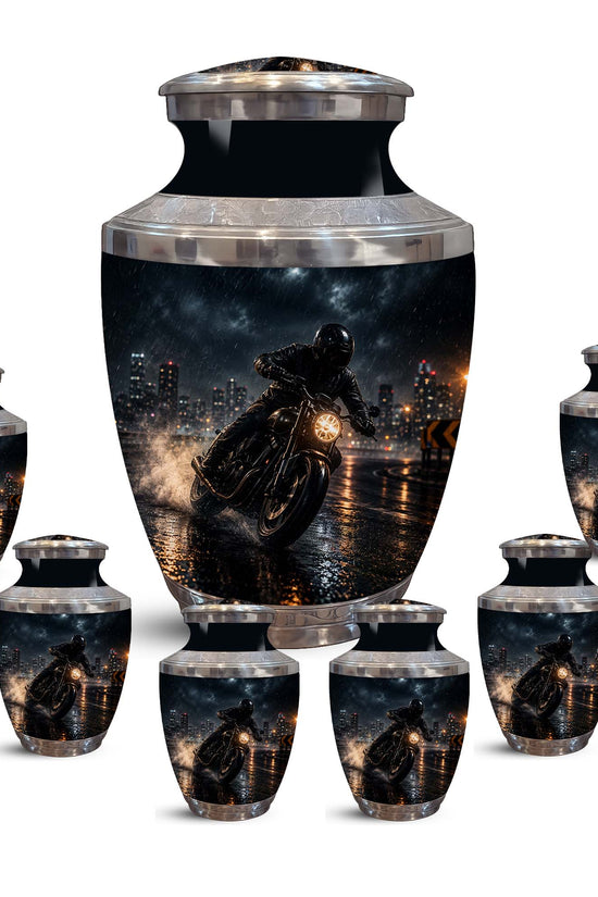 Personalized Biker Cremation Urn – Motorcycle Rider Memorial Tribute