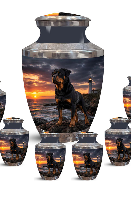 Personalized Rottweiler Dog Memorial Urn – Black Aluminum Urns For Pets