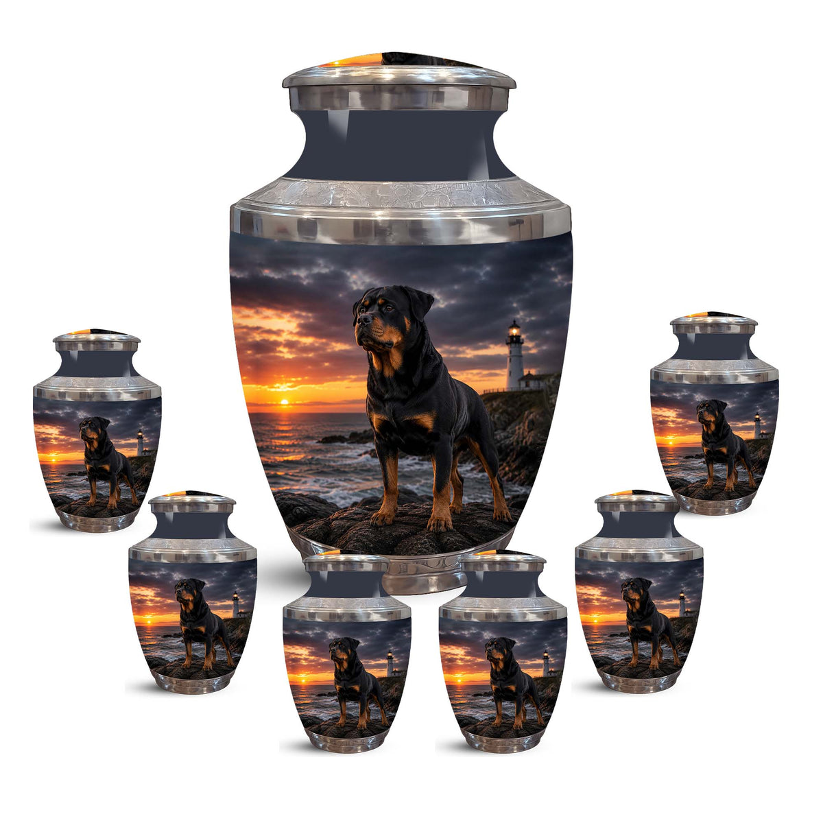 Personalized Rottweiler Dog Memorial Urn – Black Aluminum Urns For Pets