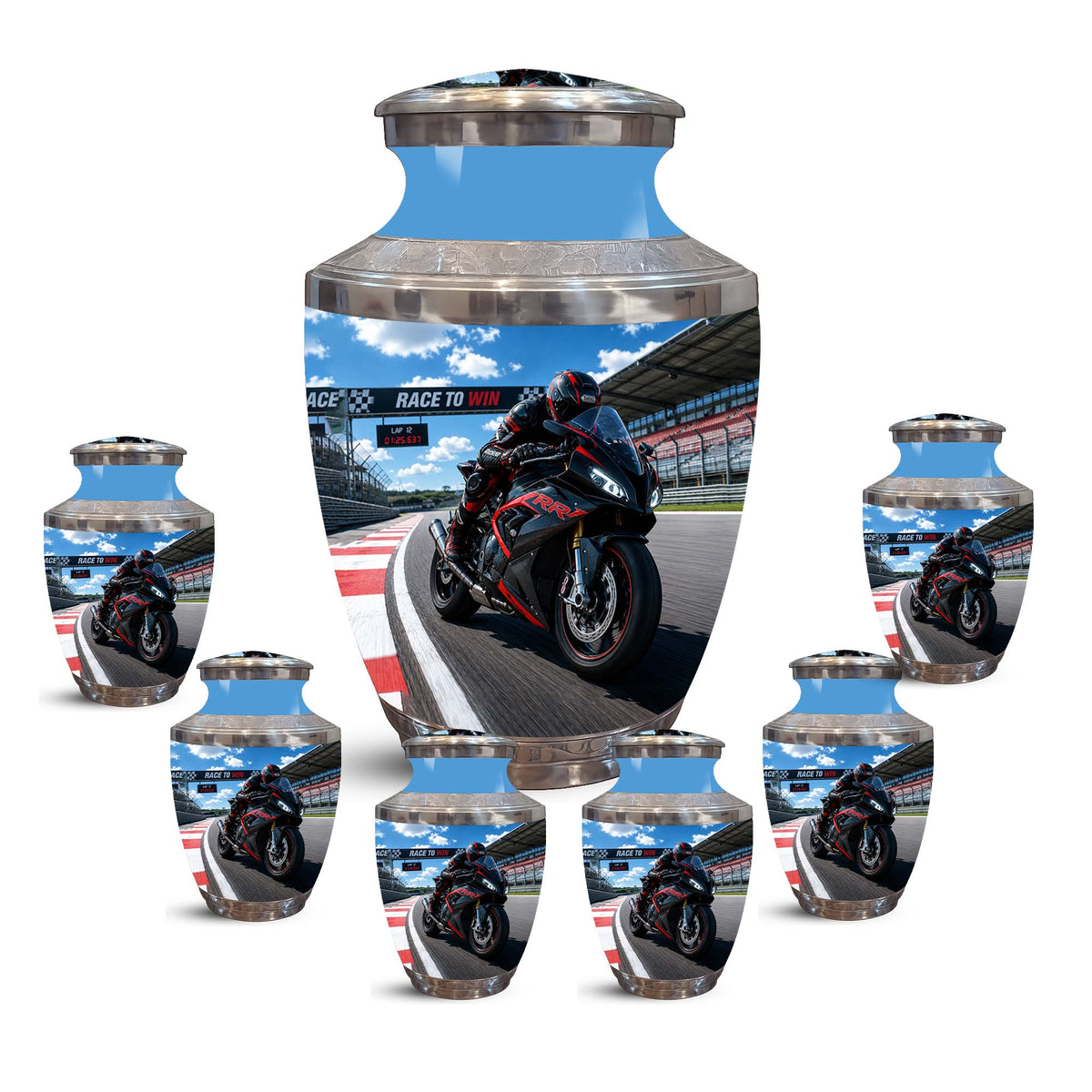 Sports Bike On Race Track Urn - Premium Urns For Motor Bike Lover's Ashes