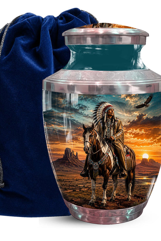 Native American Chief Urn - Sunset Funeral Urns For Men