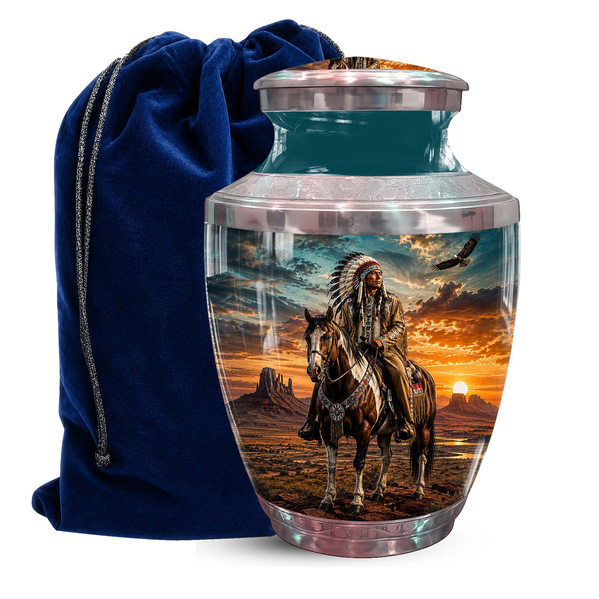 Native American Chief Urn - Sunset Funeral Urns For Men