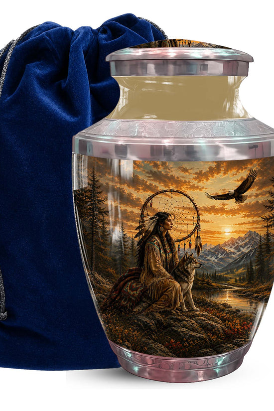 Indigenous Maiden Funeral Urn - Native American Urn For Women