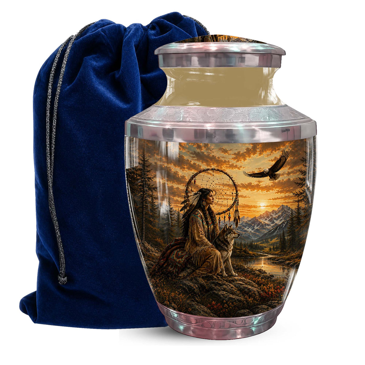 Indigenous Maiden Funeral Urn - Native American Urn For Women