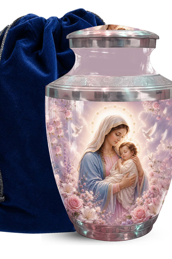 Virgin Mary and Baby Jesus Urn For Mom – Catholic Urn for Women