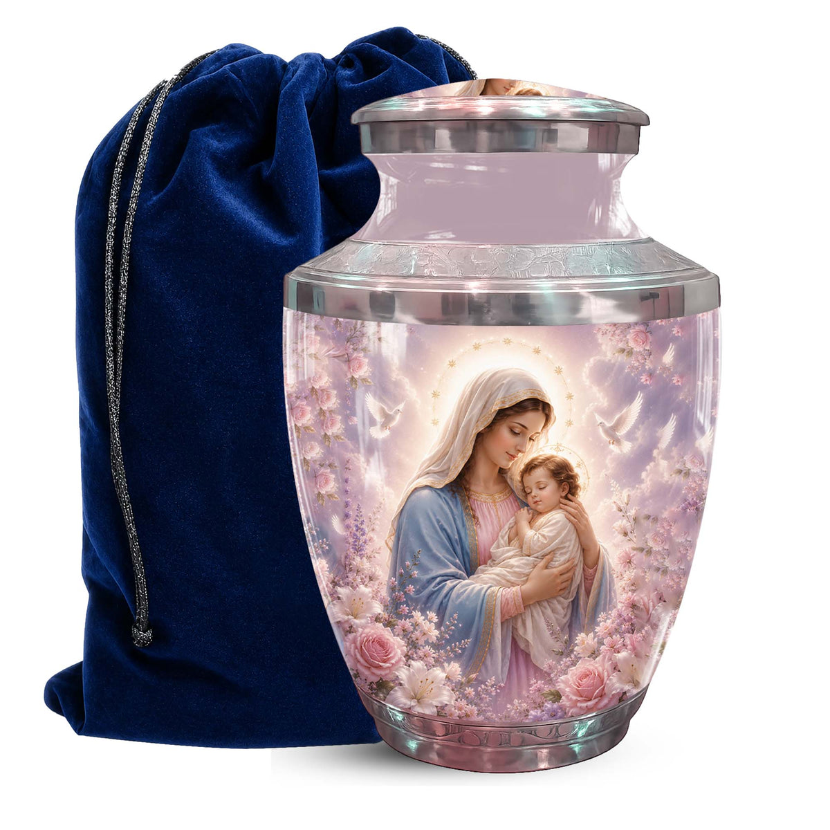 Virgin Mary and Baby Jesus Urn For Mom – Catholic Urn for Women