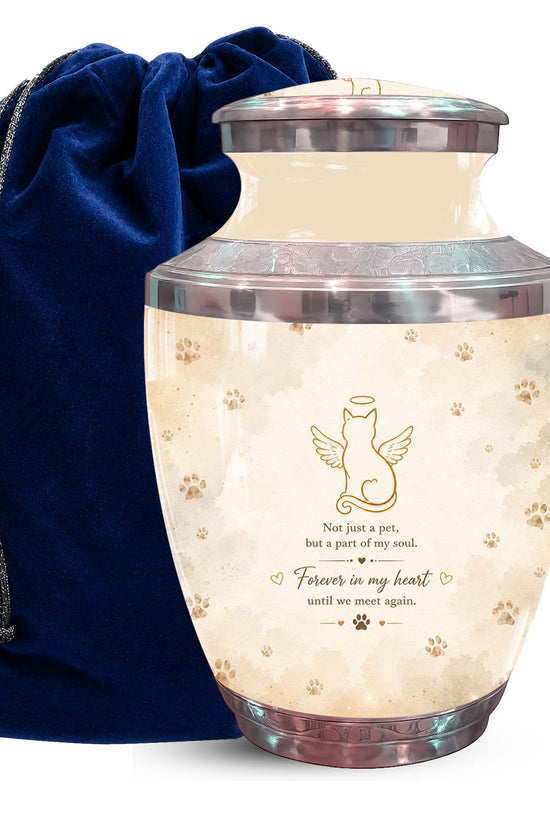 Angel Cat Memorial Urn For Pet Ashes - Pet Cremation Urn