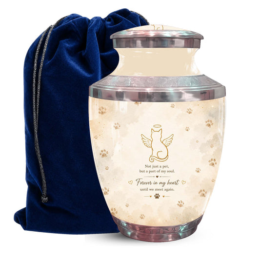 Angel Cat Memorial Urn For Pet Ashes - Pet Cremation Urn