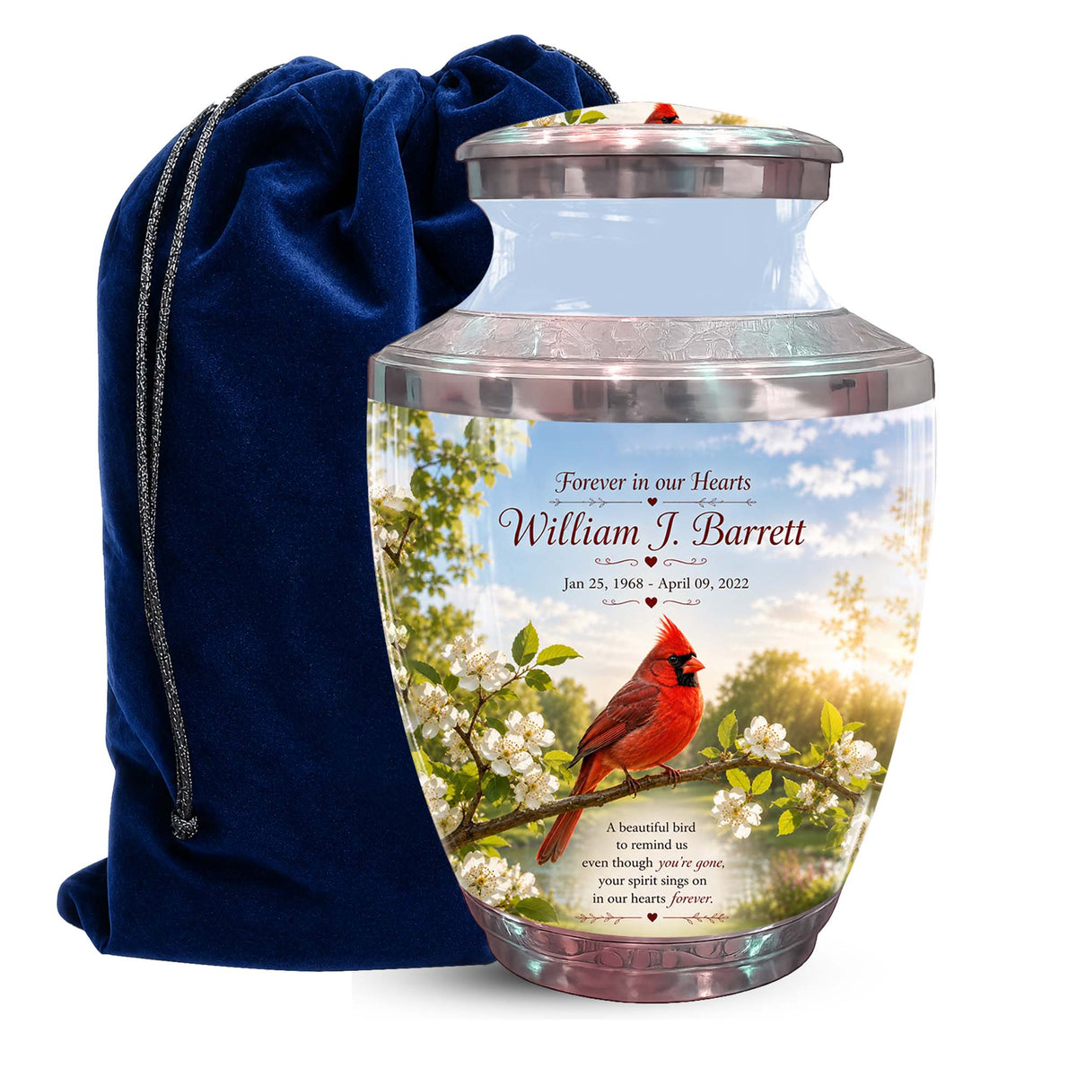 Red Cardinal Bird Urn For Mother - Cremation Urn For Adult Women