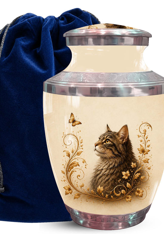 Artistic Cat Memroial Urn - Cat Themed Urn For Cremation Ashes