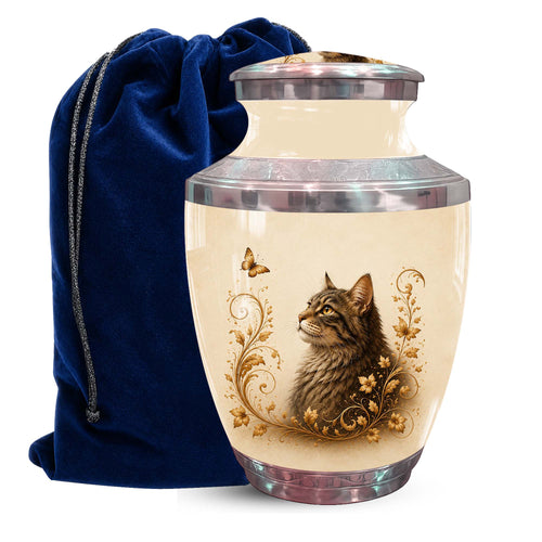 Artistic Cat Memroial Urn - Cat Themed Urn For Cremation Ashes