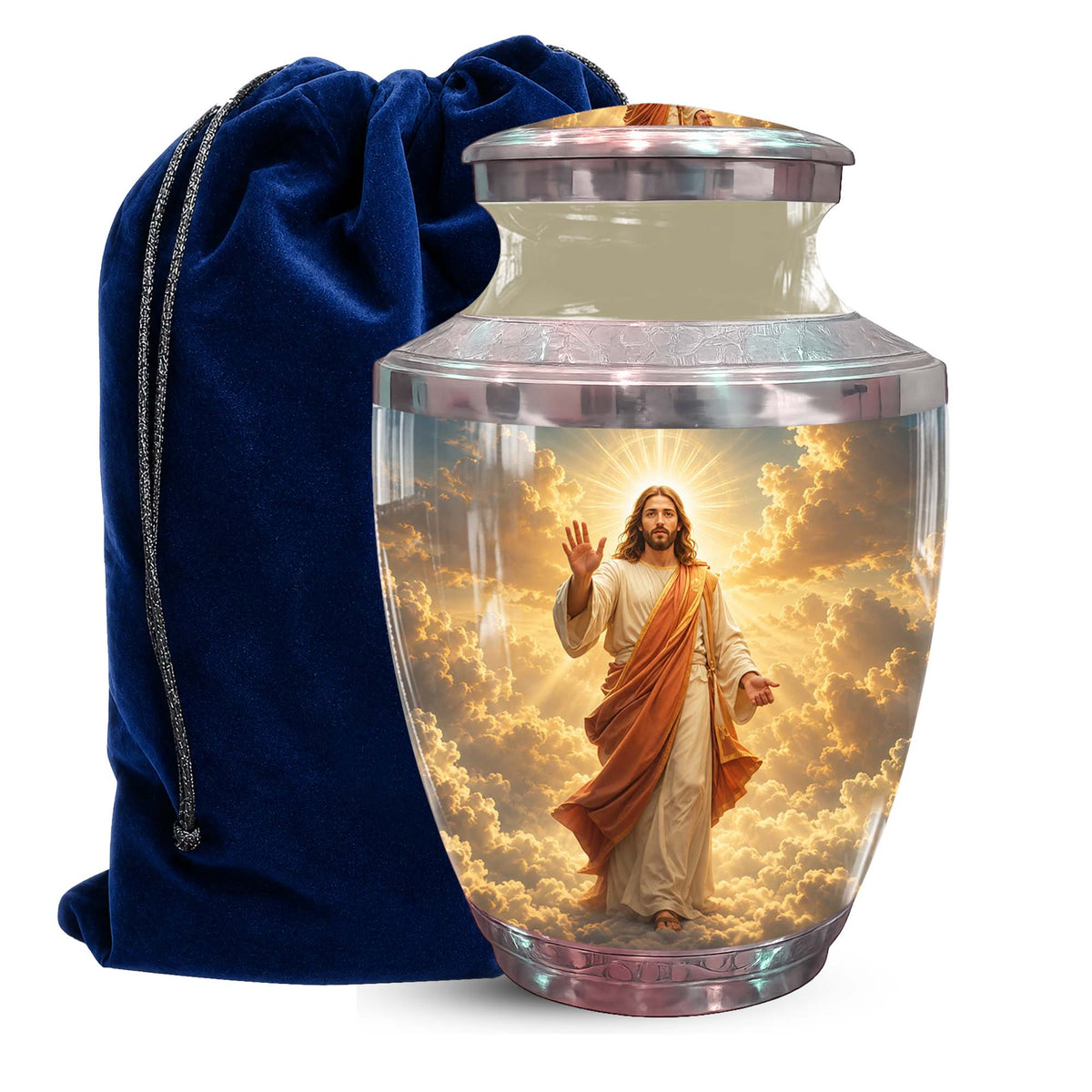 Jesus Christ Adult Cremation Urn - Heavenly Clouds Memorial Urn