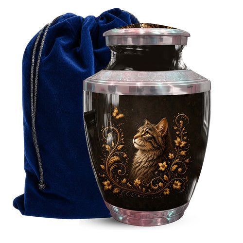 Artistic Memorial Urn For Pet Ashes - Cat Themed Urn For Ashes