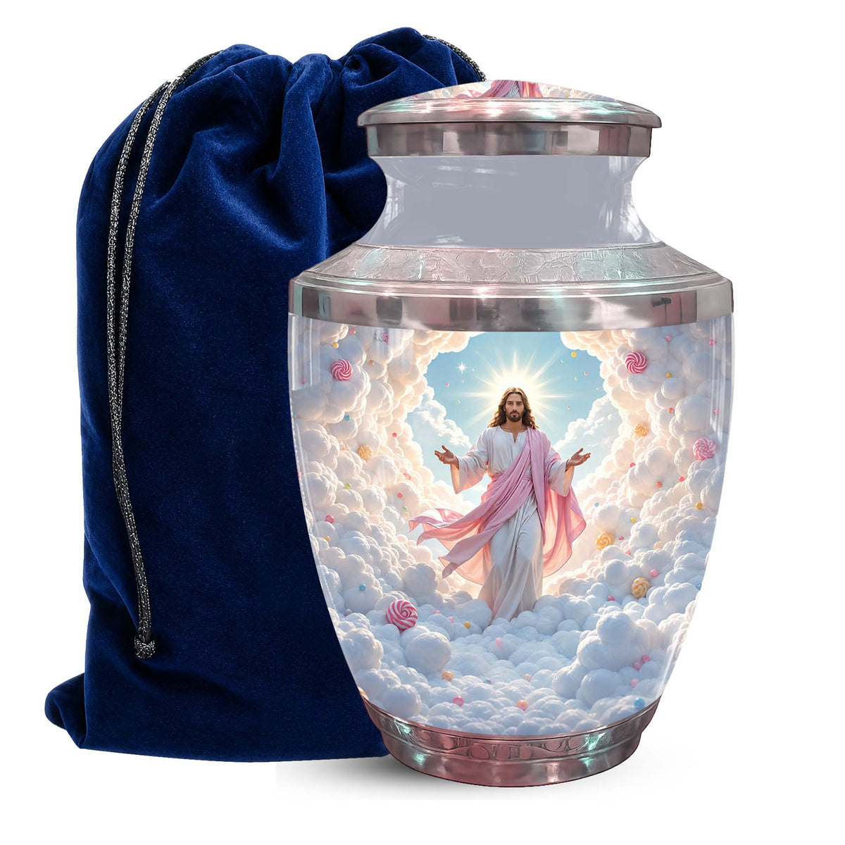 Catholic Urn For Adult Human Ashes - Jesus Cremation Urn