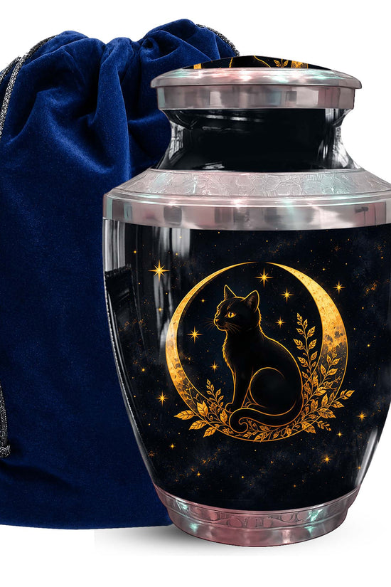 Celestial Cat Urn For Ashes - Starry Night Memorial Ashes Urn