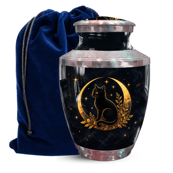 Celestial Cat Urn For Ashes - Starry Night Memorial Ashes Urn