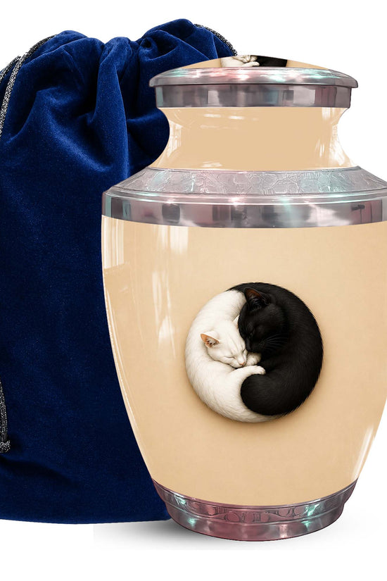 Yin Yang Memorial Urn For Cat - Unique Pet Cremation Urn For Cat