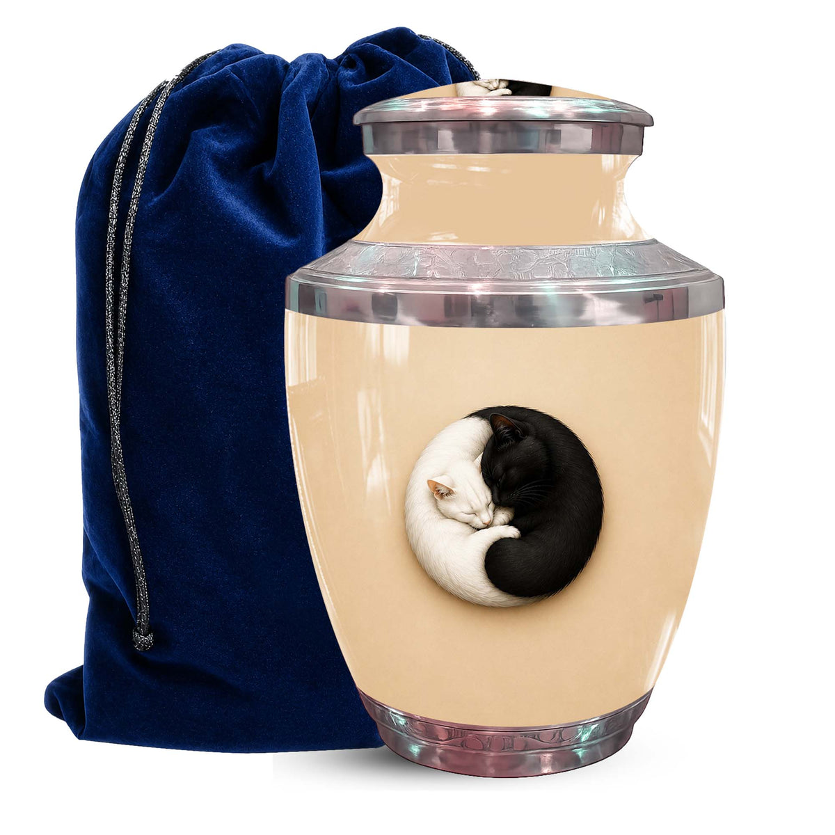 Yin Yang Memorial Urn For Cat - Unique Pet Cremation Urn For Cat