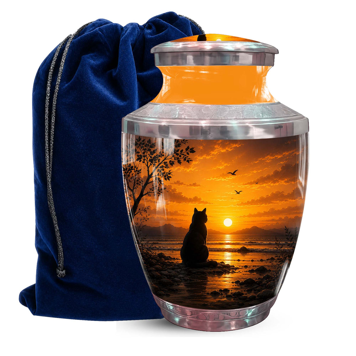 Cat Sunset Memorial Urn For Ashes - Sunset Cremation Urn For Pet