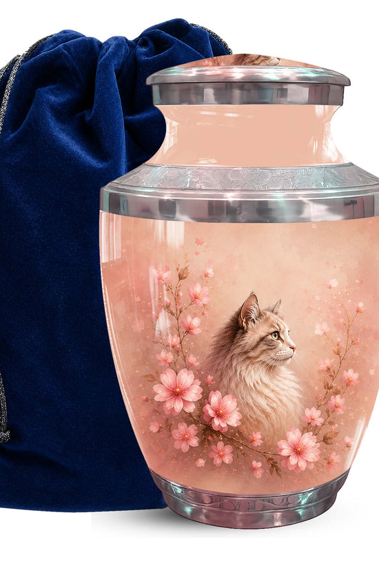 Cat Memorial Urn For Ashes - Floral Pet Cremation Urn