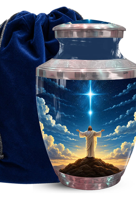 Jesus Themed Memorial Urn - Catholic Cross Funeral Urns For Ashes