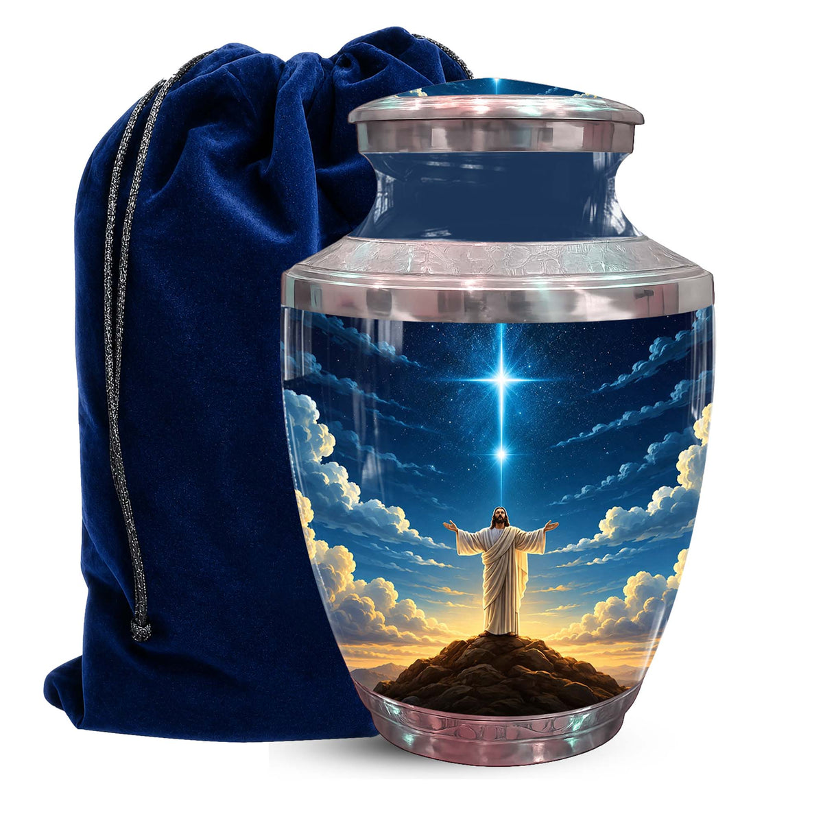 Jesus Themed Memorial Urn - Catholic Cross Funeral Urns For Ashes