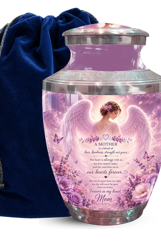 Angel Themed Funeral Urn for Mother - Pink Winged Angel Urn