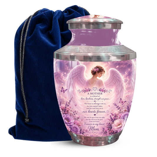 Angel Themed Funeral Urn for Mother - Pink Winged Angel Urn