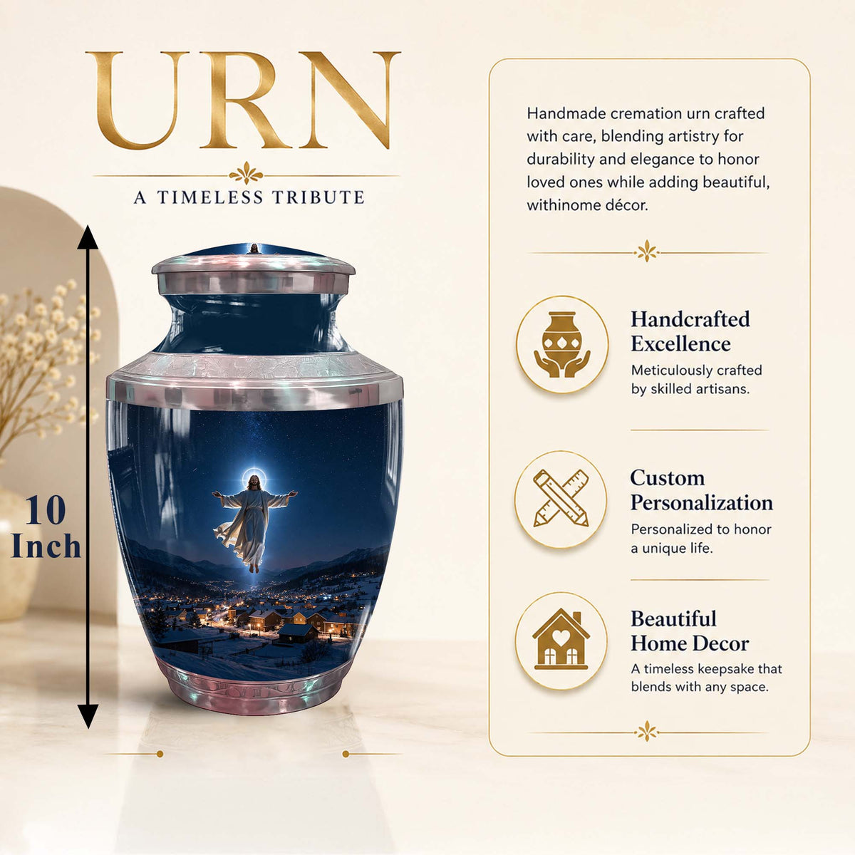 Jesus Themed Memorial Urn – Catholic Urns for Men & Women