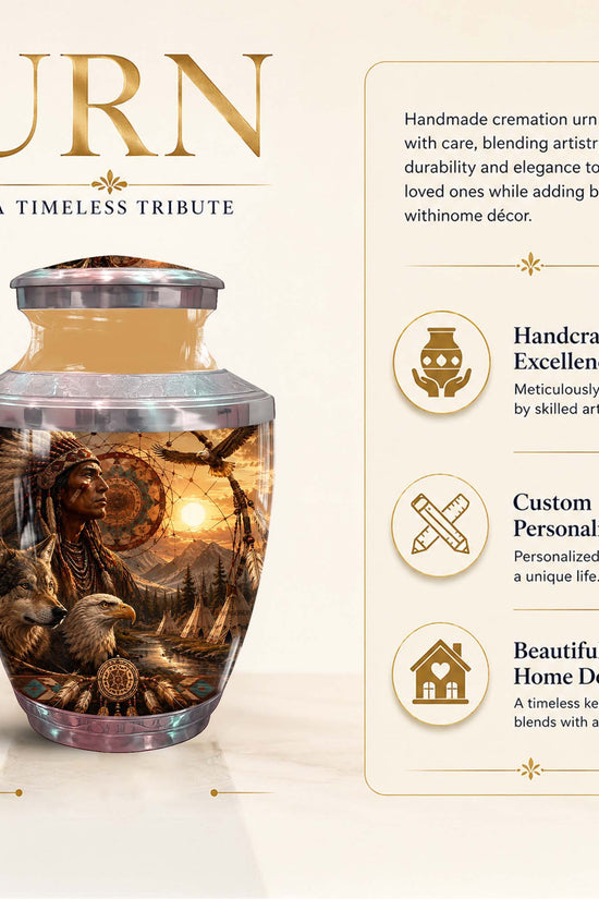 Native American Memorial Urn - Cremation Urns For Human Ashes