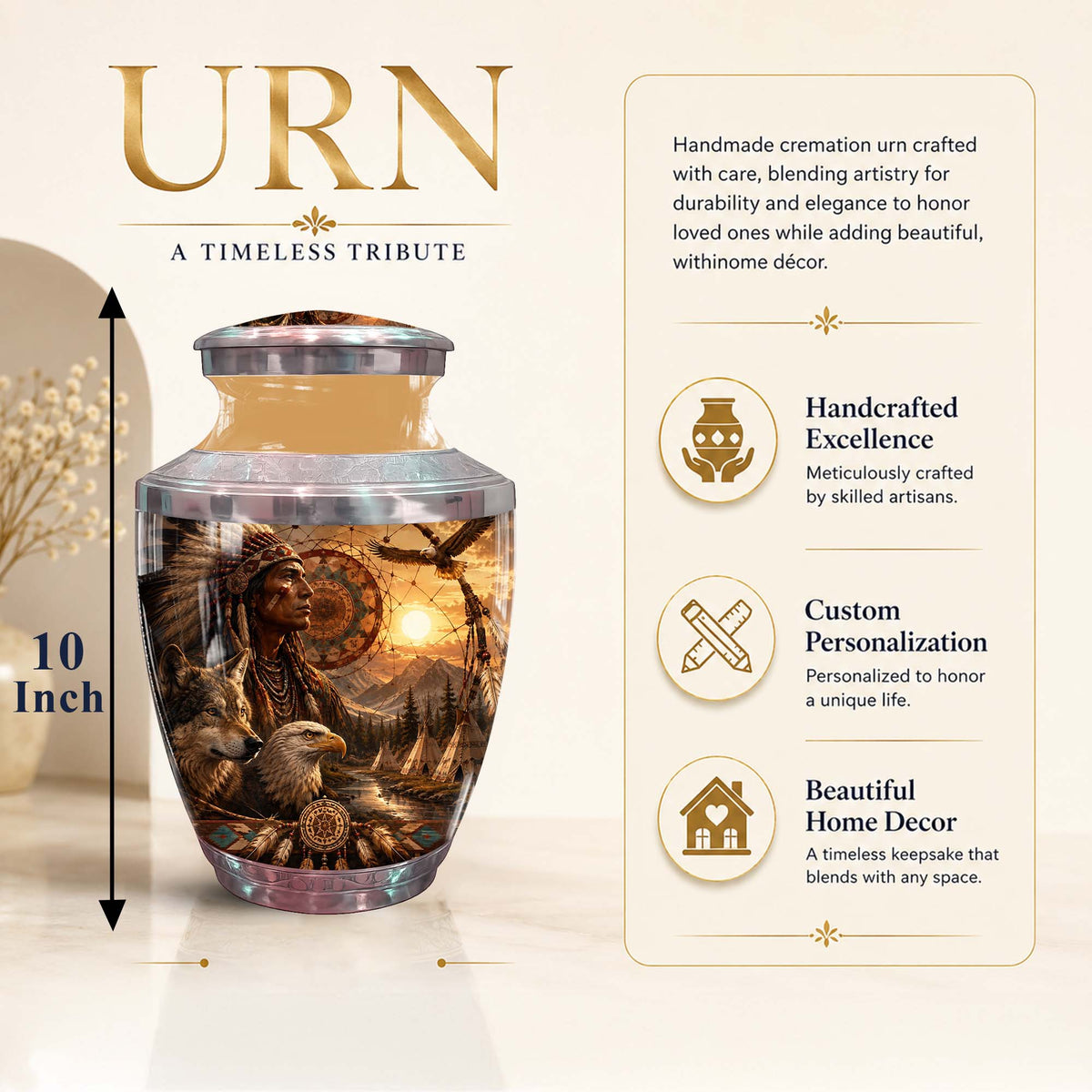 Native American Memorial Urn - Cremation Urns For Human Ashes