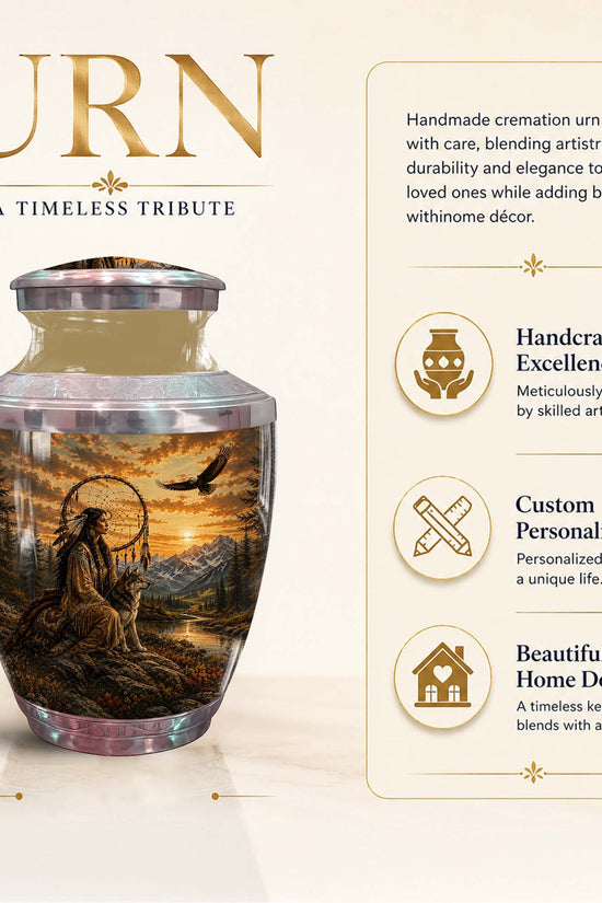 Indigenous Maiden Funeral Urn - Native American Urn For Women