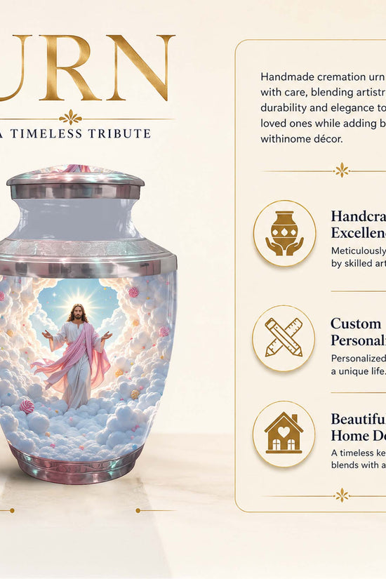 Catholic Urn For Adult Human Ashes - Jesus Cremation Urn