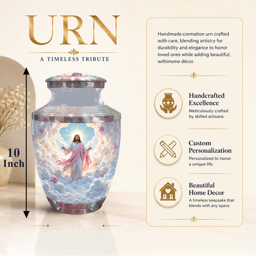 Catholic Urn For Adult Human Ashes - Jesus Cremation Urn