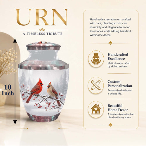 Cardinal Bird Themed Memorial Urn - Funeral Urns For Lovers