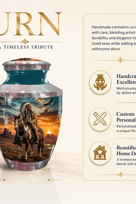 Native American Chief Urn - Sunset Funeral Urns For Men