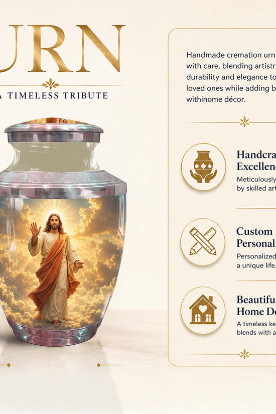 Jesus Christ Adult Cremation Urn - Heavenly Clouds Memorial Urn
