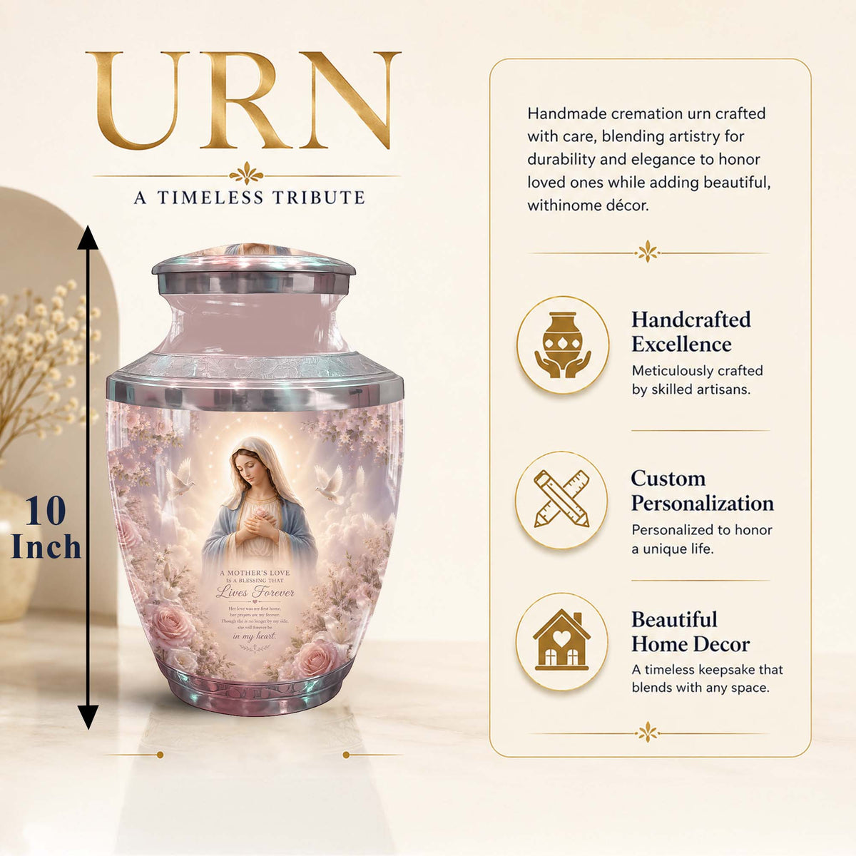 Mother Mary Themed Urn For Mother – Personalized Urns for Females