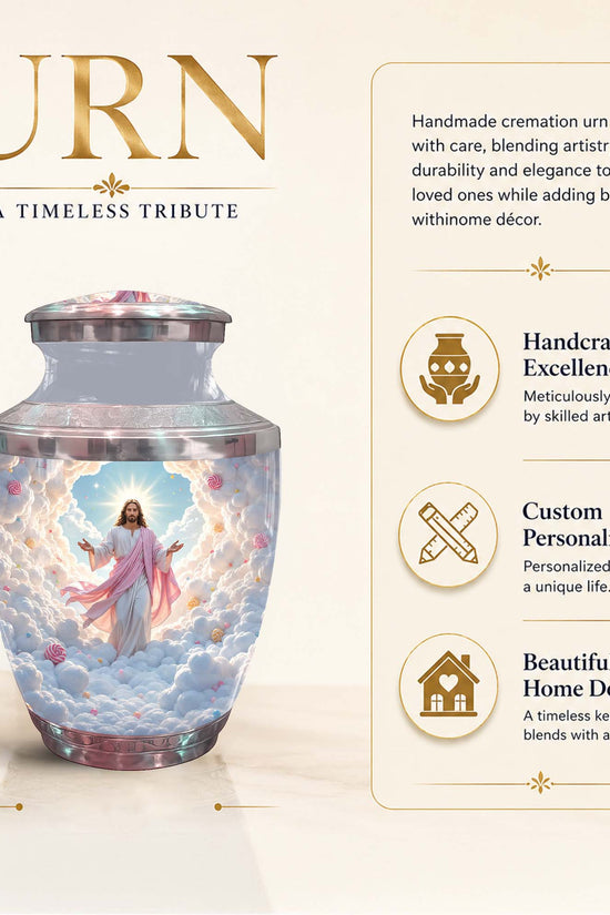 Catholic Urn For Adult Human Ashes - Jesus Cremation Urn