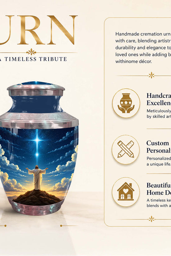 Jesus Themed Memorial Urn - Catholic Cross Funeral Urns For Ashes