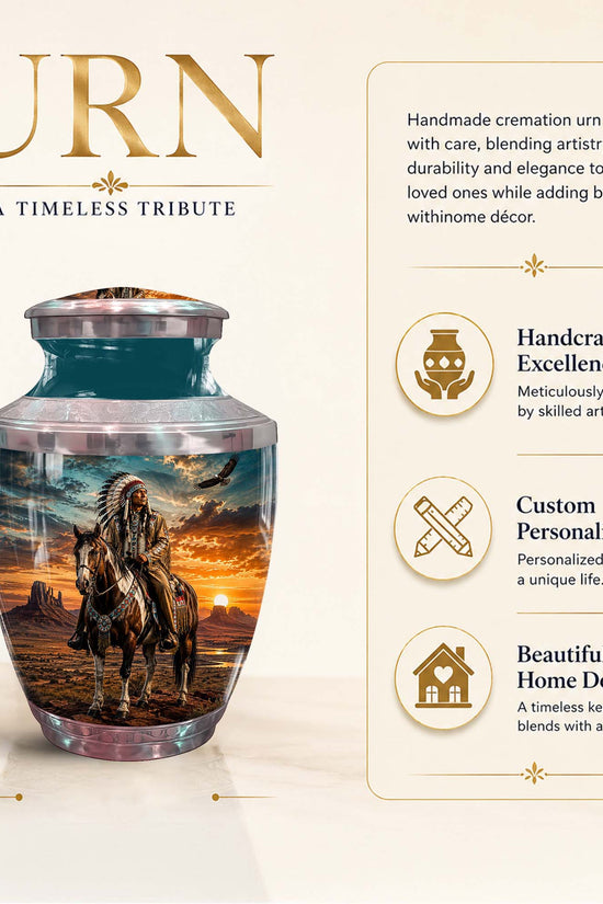 Native American Chief Urn - Sunset Funeral Urns For Men